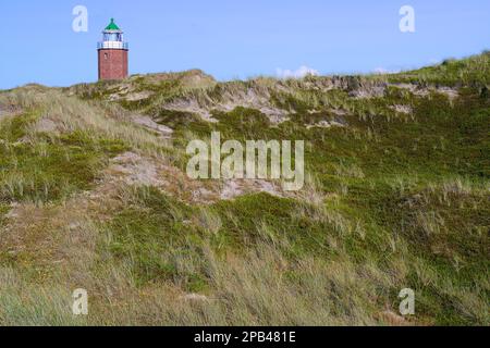 Petit phare, feu de croix, dans la soirée, Kampen, Sylt, Îles de la Frise du Nord, Frise du Nord, Schleswig-Holstein, Allemagne, Europe Banque D'Images