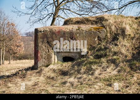 Une faille de la deuxième guerre a abandonné le bunker. République tchèque. Banque D'Images