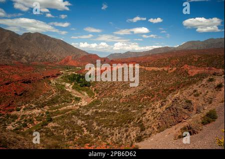 Cuesta de Miranda près de Chilecito, avec la rivière Miranda au loin, province de la Rioja, Argentine Banque D'Images