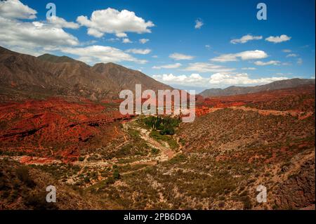 Cuesta de Miranda près de Chilecito, avec la rivière Miranda au loin, province de la Rioja, Argentine Banque D'Images