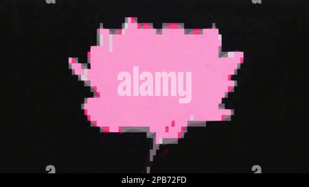 Pixel fleur Glitch art numérique cadre rose noir Banque D'Images