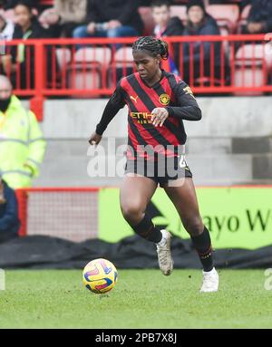 Crawley UK 12th Mars 2023 - Khadija Shaw de Manchester City pendant le match Barclays Women's Super League entre Brighton & Hove Albion et Manchester City : Credit Simon Dack /TPI/ Alay Live News Banque D'Images