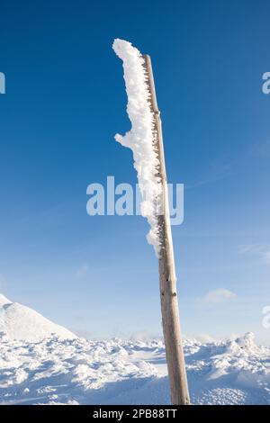 Mont Śnieżka, Karpacz, montagnes Karkonosze (montagnes géantes), montagnes Sudeten, Basse-Silésie, Pologne, février 2023 Banque D'Images