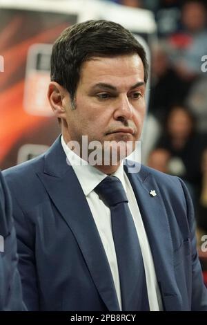 Pala Barton, Pérouse, Italie, 12 mars 2023, Blengini gianlorenzo (entraîneur cucine Lube civitanova) pendant Sir Safety Susa Perugia vs Cucine Lube Civitanova - Volleyball Italien Serie A Men SuperLeague Championship Championship Banque D'Images