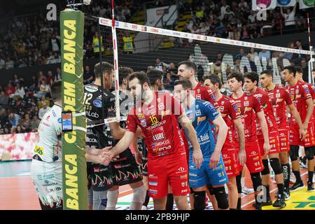 Pala Barton, Pérouse, Italie, 12 mars 2023, cucine Lube civitanova pendant Sir Safety Susa Perugia vs Cucine Lube Civitanova - Volleyball Italien Serie A Men SuperLeague Championship Championship Banque D'Images