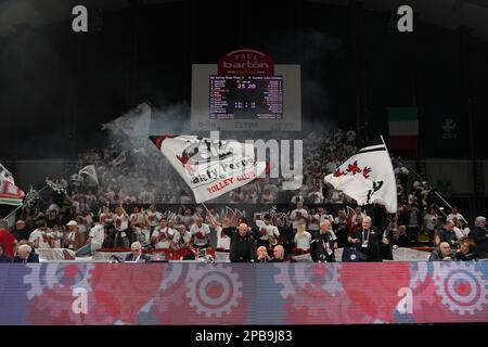 Pala Barton, Pérouse, Italie, 12 mars 2023, Fans sir sécurité susa pérouse pendant Sir sécurité Susa Pérouse vs Cucine Lube Civitanova - Volleyball Italien Serie A Men SuperLeague Championship Banque D'Images