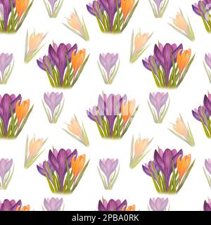 Illustration aquarelle de crocodiles lilas et jaunes, motif sans couture Banque D'Images