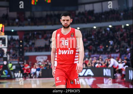 16 KOSTAS PAPANIKOLAOU de l'Olympiacos Pirée au cours de l'Euroligue, Round 28, match entre Olympiacos Pirée et le FC Bayern Munich au Stade de la paix et de l'amitié de 9 mars 2023, à Athènes, Grèce. Banque D'Images