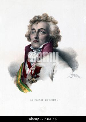 1825 , FRANCE : le Prince Charles Joseph DE LIGNE ( 1735 - 1814 ). Portrait gravé par H. Grevedon . Le Prince de ligne, pionnier de la mouche, qui était à bord du ballon 'la Fresselle', le 19 janvier 1784, avec Joseph Montgolfier et le Pitre de Rozier . - FRANCE - FRANCIA - illustration - incisione - PORTRAIT - RITRATTO - NOBLESSE - NOBILI - Nobiltà - collet - colletto - joutes - médailles - medaglie - medaglia - PIONIERE DEL VOLO UMANO - ballon - MONGOFIERA - MONGOLFIERE - AERONAUTICA - AVION - SASCINONIA - Balloon - SASCONISONESTA - Balloon - MONONIONIONIONIONIONIA - MONIONIONIERE - ASCENSIONI IN PALLONE - ASCENSIONE --- ARCHIVIO GBB Banque D'Images