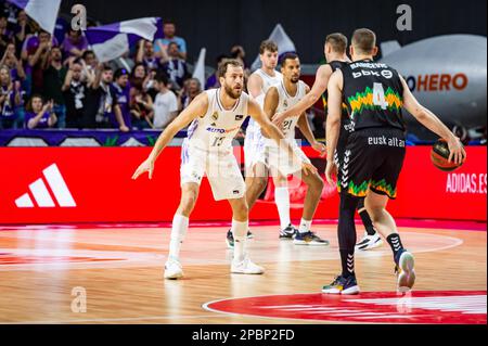 Madrid, Madrid, Espagne. 12th mars 2023. Sergio Rodr'guez (Real Madrid) en action pendant le match de basket-ball entre Real Madrid et Bilbao Panier valable pour le match 22 de la ligue espagnole de basket-ball appelée 'Liga Endesa' joué au Centre Wizink de Madrid le dimanche 12 mars 2023 (Credit image: © Alberto Gardin/ZUMA Press Wire) USAGE ÉDITORIAL SEULEMENT! Non destiné À un usage commercial ! Banque D'Images