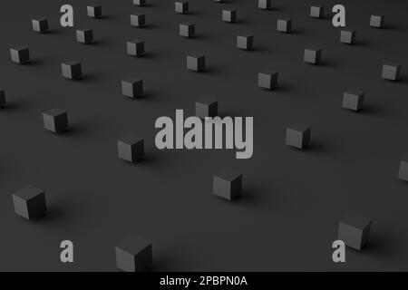 Faire levier sur des cubes sur fond noir. Résumé 3D rendu des formes géométriques. Arrière-plan minimaliste avec cubes. Design moderne pour affiche, couverture, Banque D'Images