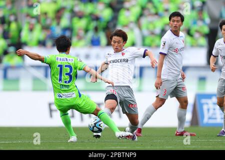 Shimpei Fukuoka (Sanga), 12 MARS 2023 - football : 2023 J1 rencontre de ligue entre Shonan Bellmare 0-2 Kyoto Sanga F.C. au stade de Lemongas Hiratsuka, Kanagawa, Japon. (Photo de Naoki Morita/AFLO SPORT) Banque D'Images