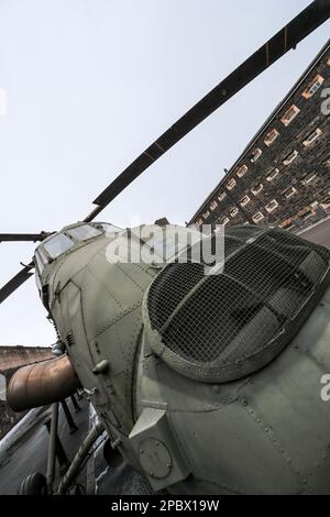 Wessex hélicoptère de l'ère des troubles, excursion en prison sur Crumlin Road, Belfast, Irlande du Nord. Banque D'Images