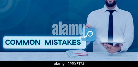 Symbole de texte indiquant les erreurs courantes. Les actions d'idée d'entreprise qui sont souvent utilisées de manière interchangeable avec l'erreur Banque D'Images