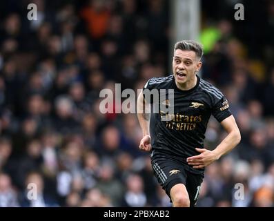 Londres, Royaume-Uni. 12th mars 2023. Leandro Trossard d'Arsenal pendant le match de la Premier League à Craven Cottage, Londres. Le crédit photo devrait se lire: David Klein/Sportimage crédit: Sportimage/Alay Live News Banque D'Images