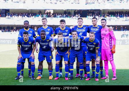 Vérone, Italie, 12/03/2023, l'équipe (Hellas Verona FC) pendant le championnat italien Serie Un match de football entre Hellas Verona et AC Monza sur 12 mars 2023 au Stadio Marcantonio Bentegodi à Vérone, Italie - photo Morgese-Rossini / DPPI Banque D'Images