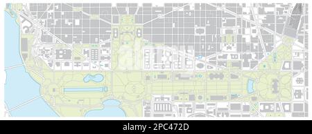 Carte vectorielle du National Mall à Washington DC, États-Unis Banque D'Images