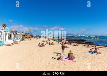 Playa de la Goleta, Corralejo, Fuerteventura, Iles Canaries, Royaume d'Espagne Banque D'Images