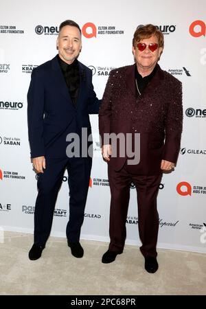 Los Angeles, États-Unis. 12th mars 2023. David meubler et Elton John assistent à la fête de consultation des prix annuels de l'Académie 31st de la Fondation Elton John AIDS sur 12 mars 2023 à Hollywood Ouest, Los Angeles, CA, États-Unis. Photo de Fati Sadou/ABACAPRESS.COM crédit: Abaca Press/Alamy Live News Banque D'Images