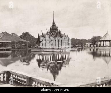 19th c. photo: Thaïlande, Siam, Palais royal d'été de Bangkok Banque D'Images