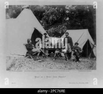 Que veux-je, John Henry ? / Alex. Gardner, photographe... Illus. Dans : le livre de croquis de la guerre de Gardner / Alexander Gardner. Washington, [D.C.]: Philp & Solomons, [1865-66], v. 1, no 27, une autre version de cette image est disponible dans la v. 1 d'une édition antérieure, E468,7 .G19, Copyright par A. Gardner. Camps militaires, Virginie, Warrenton, 1860-1870, servants, 1860-1870, États-Unis, Histoire, Guerre civile, 1861-1865, Vie militaire, États-Unis, Histoire, Guerre civile, 1861-1865, Afro-Américains. Banque D'Images