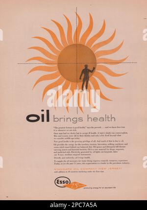Esso huile magazine publicité Esso vintage Esso huile apporte la santé Banque D'Images