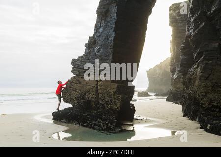 Praia ou Playa de las Catedrais (Plage de la Cathédrale), Ribadeo, Galice, Espagne Banque D'Images