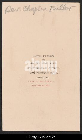 Aumônier Arthur B. Fuller du 16th Massachusetts Infantry Regiment en uniforme / Silsbee, case & Co., artistes photographiques, 299-1/2 Washington Street, Boston. Case & Getchell à partir du 3D décembre 1862. Collection de photos de la guerre civile de la famille Liljenquist , pp/papier liljpaper. Fuller, Arthur B, (Arthur Buckminster), 1822-1862, États-Unis, Armée, Massachusetts Infantry Regiment, 16th (1861-1864), peuple, aumôniers, 1860-1870, soldats, Union, 1860-1870, uniformes militaires, Union, 1860-1870, États-Unis, Histoire, Guerre civile, 1861-1865, personnel militaire, Union. Banque D'Images