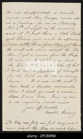 Lettre de Rebecca Pomroy, Columbian College Hospital, Washington, D.C., à Almira. Liljenquist Family Collection of civil War Photographs , pp/liljmem, pp/liljwoch. Columbian College in the District of Columbia, 1860-1870, Nurses, Union, Washington (D.C.), 1860-1870, naissances, Washington (D.C.), 1860-1870, soins infirmiers, Washington (D.C.), 1860-1870, Barracks, Washington (D.C.), 1860-1870, États-Unis, Histoire, Guerre civile, 1861-1865, aspects médicaux, Union, États-Unis, Histoire, Guerre civile, 1861-1865, Aspects sociaux, Union. Banque D'Images