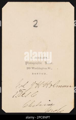 Brigadier général John Henry Holman de Co I, 4th Missouri Infantry Regiment et 1st U.S. Régiment d'infanterie de troupes colorées en uniforme avec épée / S. Masury, artiste photographique, 289 Washington St., Boston. Collection de photos de la guerre civile de la famille Liljenquist , pp/papier liljpaper. Holman, John Henry, 1824-1883, États-Unis, Army, Missouri Infantry Regiment, 4th (1861), People, États-Unis, Army, Régiment d'infanterie de couleur, 1st (1863-1865), peuple, soldats, Union, 1860-1870, uniformes militaires, Union, 1860-1870, poignards et épées, 1860-1870, États-Unis, Histoire, Guerre civile, 1861-1865, Militaire Banque D'Images