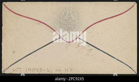 Enveloppe de la guerre civile. Titre conçu par le personnel de la bibliothèque, adressé à M. Phinehas Hager, Otsego, Allegan Co, Michigan; porte un timbre de 3 cents; porte-étiquette Old point Comfort, va, sur le verso: Bouclier en relief et motif aigle avec le message 'Union et Constitution.', cadeau; Tom Liljenquist; 2010; (DLC/PP-2010:105), pp/liljmem. États-Unis, Histoire, Guerre civile, 1861-1865, aspects sociaux. Banque D'Images