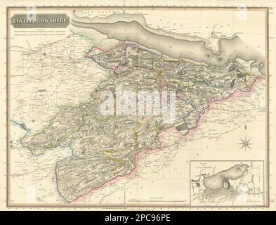 Linlithgow shire & plan de ville. Lothian Ouest. Livingston Falkirk. Carte THOMSON 1832 Banque D'Images