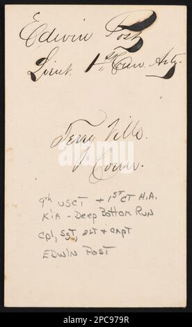 Capitaine Edwin Post of Co I, 1st Connecticut Heavy Artillery Regiment and Co C, 9th États-Unis Régiment d'infanterie de troupes colorées en uniforme. Collection de photos de la guerre civile de la famille Liljenquist , pp/papier liljpaper. Post, Edwin, vers 1840-1864, États-Unis, Army, Connecticut Artillery Regiment, 1st (1862-1865), People, États-Unis, Army, Régiment d'infanterie de couleur, 9th (1863-1866), peuple, soldats, Union, 1860-1870, uniformes militaires, Union, 1860-1870, États-Unis, Histoire, Guerre civile, 1861-1865, personnel militaire, Union. Banque D'Images