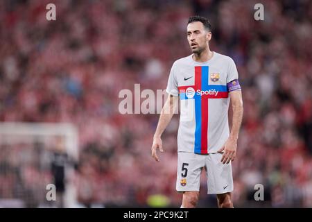 Sergio Busquets du FC Barcelone pendant le championnat d'Espagne la Ligue de football match entre le Club Athlétique et le FC Barcelone sur 12 mars 2023 à San Mames à Bilbao, Espagne - photo: Ricardo Larreina/DPPI/LiveMedia Banque D'Images