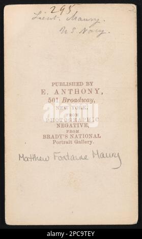 Le commandant Matthew Fontaine Maury de la Confederate Navy en tenue civile / publié par E. Anthony, 501 Broadway, New York de négatif photographique, du Brady's National Portrait Gallery. Collection de photos de la guerre civile de la famille Liljenquist , pp/papier liljpaper. Maury, Matthew Fontaine, 1806-1873, Confederate States of America, Navy, People, 1860-1870, marins, Confederate, 1860-1870, États-Unis, Histoire, Guerre civile, 1861-1865, personnel militaire, Confederate. Banque D'Images