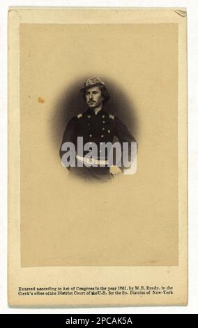 E. E. Ellsworth, colonel tardif de N.Y Fire Zouaves / E. & H.T. Anthony (firme), 501 Broadway, New York. Don; Mme Norman P. Mason; 1963 oct., titre de l'article, imprimé sur le verso: Du négatif photographique du Brady's National Portrait Gallery, dans l'album: Cartes de portraits de visiteurs des États-Unis Officiers de l'armée, enfants et autres, p. 23, à gauche, Sur recto : entrée en vertu de l'Acte du Congrès en l'an 1861, par M.B. Brady, dans le bureau du greffier du tribunal de district des États-Unis pour l'État de la District de New York, Copyright par M.B. Brady. Ellsworth, E. E, (Elmer Ephraim), 1837-1861, Service militaire, Milita Banque D'Images