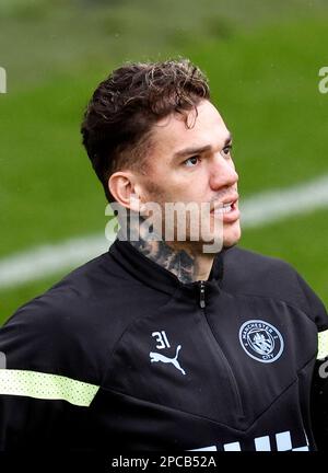 Etihad Stadium, Manchester, Royaume-Uni. 13th mars 2023. Conférence de presse et session d'entraînement avant le match de l'UEFA Champions League Round of 16 contre RB Leipzig à Manchester, en Angleterre. Ederson, gardien de Manchester City, lors d'une séance d'entraînement ouverte à la City football Academy, avant le match de demain soir contre RB Leipzig Credit: Action plus Sports/Alay Live News Banque D'Images