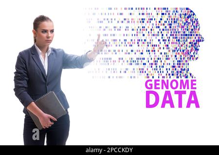 Femme d'affaires dans le concept de données génomiques Banque D'Images