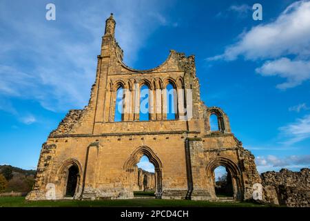 Abbaye de Byland, patrimoine anglais, dans le nord du Yorkshire, par une journée ensoleillée, Photographie sur la voie publique Banque D'Images