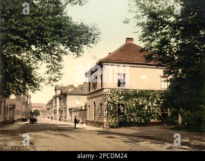 1895 CA, WEIMAR , ALLEMAGNE : Maison de Franz LISZT à Weimar , Thuringe . Photochrome par Chicago et Co, Etats-Unis . Le compositeur, pianiste et chef d'orchestre hongrois FRANZ LISZT ( Rraiding , Sopron 1811 - Bayreuth 1886 ). - COMPOSITORE - MUSICISTA - MUSICA CLASSICA - CLASSIQUE - PIANISTA - DIRETTORE d'ORCHESTRA - ungherese - Ungheria - Hungry - PIANOFORTE - HISTOIRE - FOTO STORICHE - GEOGRAFIA - GÉOGRAPHIE - maison - casa - ARCHITETURA - ARCHITECTURE - BELLE EPOQUE --- Archivio GBB Banque D'Images