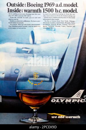 Publicité olympique Boeing 69 dans un magazine NatGeo juillet 1969 Banque D'Images