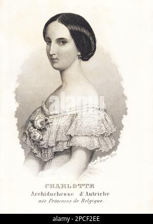 1861 , Vienne , Autriche : la princesse CHARLOTTE Archiduchesse d'AUTRICHE ( 1840 - 1927 ), née Charlotte de Belgique, impératrice du Mexique de 1863 à , fut la consort de l'empereur Maximilien I du Mexique, Archiduke d'Autriche ( 1832 - 1867 ) . Charlotte était la seule fille du roi Léopold I , roi des Belges (1790-1865) par sa seconde femme, Louise-Marie, princesse de France (1812-1850). Charlotte avait trois frères: Louis-Philippe, qui mourut à l'enfance, Léopold, qui à la mort de leur père devint Léopold II de Belgique et Philippe, comte de Flandre. Elle a également été une première cousine à la fois que Banque D'Images