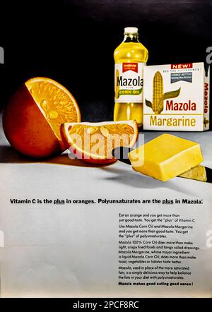 MAZOLA publicité sur l'huile de maïs dans un magazine NatGeo juillet 1968 Banque D'Images