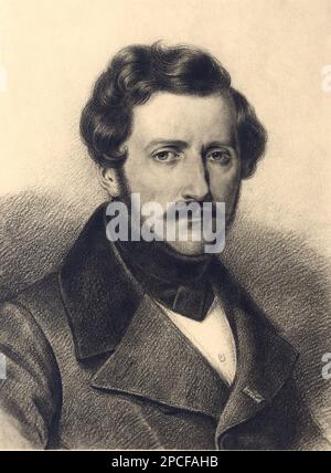 La célèbre musique italienne compositeur d'opéra GAETANO DONIZETTI ( Bergame 1797 - 1848 ) - COMPOSIORE - OPERA LIRICA - CLASSICA - CLASSIQUE - PORTRAIT - RITRATTO - MUSICISTA - MUSICA - BARBE - BARBA - MOUSTACHE - BAFFI --- ARCHIVIO GBB Banque D'Images