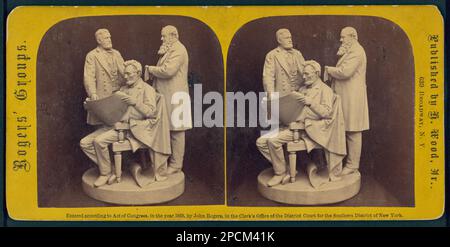 Le Conseil de guerre. Droits d'auteur de John Rogers en 1868, titre de l'article. Lincoln, Abraham, 1809-1865, statues, Grant, Ulysses S, (Ulysses Simpson), 1822-1885, statues, Stanton, Edwin M, (Edwin McMasters), 1814-1869, statues, États-Unis, Histoire, Guerre civile, 1861-1865, commémoration. Banque D'Images