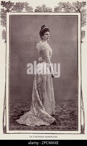 1906 , Firenze , Italie : le comtesse franco-espagnole HORTENSIA SERRISTORI ( née marquise Hortense DE LA GANDARA , Biarritz , France 1871 - Florence , Italie 1960 ), mariée à Senatore Conte UMBERTO SERRISTORI ( 1861 - 1941 ) - Marchesa - Marquise - Contessa - comtesse - BELLE EPOQUE - foto storiche - foto storica - portrait - ORTENSIA - ritratto - nobiltà italiana - nobile - chignon - perles - perla - perle - diadema - ITALIE - ITALIA - Conte -- -- Archivio GBB Banque D'Images