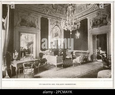 1906 , Florence , Italie : le PALAZZO SERRISTORI à Florence . Hpossédé par le comtesse espagnole-française-italienne HORTENSIA SERRISTORI ( née marquise Hortense DE LA GANDARA , 1871 - 1960 ), marié avec Senatore Conte UMBERTO SERRISTORI ( 1861 - 1941 ) - Marchesa - Marquise - Contessa - comtesse - BELLE EPOQUE - foto storiche - foto storica - portrait - ORTENSIA - ritratto - nobiltà italiana - nobilic - nobili italiani - nobile - arredamento d'interni - sallotto - architectural - ITALIE - ITALIA - Conte - ---- Archivio GBB Banque D'Images