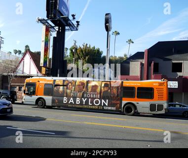 Los Angeles, Californie, États-Unis 13th mars 2023 Une vue générale de l'atmosphère de Babylone bus sur Sunset Blvd sur 13 mars 2023 à Los Angeles, Californie, États-Unis. Photo par Barry King/Alay stock photo Banque D'Images