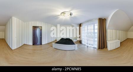 Vue panoramique à 360° de Panorama hdri 360 sphérique sans couture à l'intérieur de la chambre dans les appartements modernes en projection équirectangulaire, contenu VR,