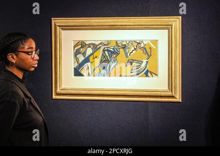 Londres UK 14 mars 202 Wyndham Lewis, Dancing Figures ,1914, estimation: £80 000-120 000 Modern British and Irish Art Evening sale, mardi 21 mars 2023. Paul Quezada-Neiman/Alamy Live News Banque D'Images